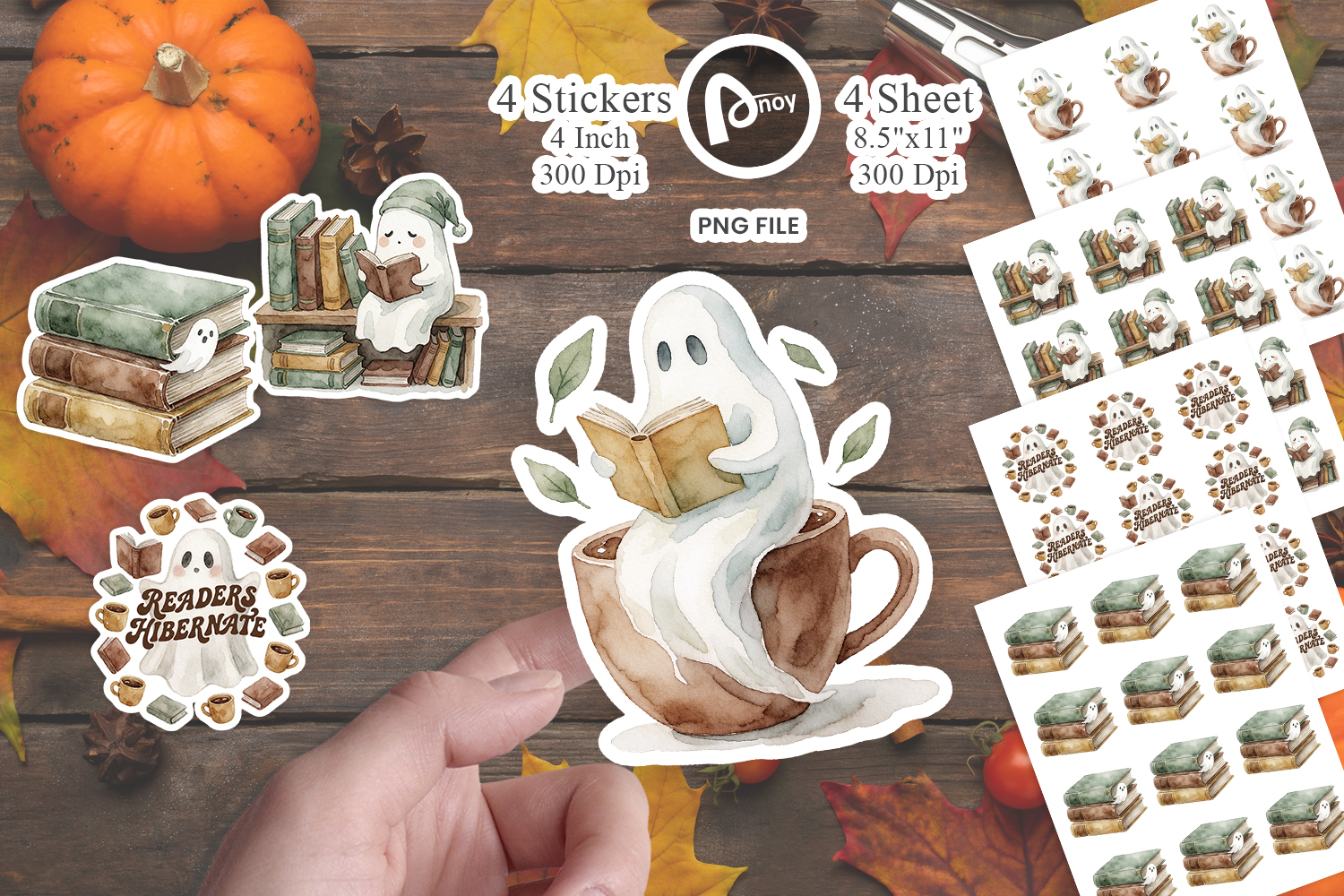 Bookish Ghost Cozy Autumn Sticker product image 1