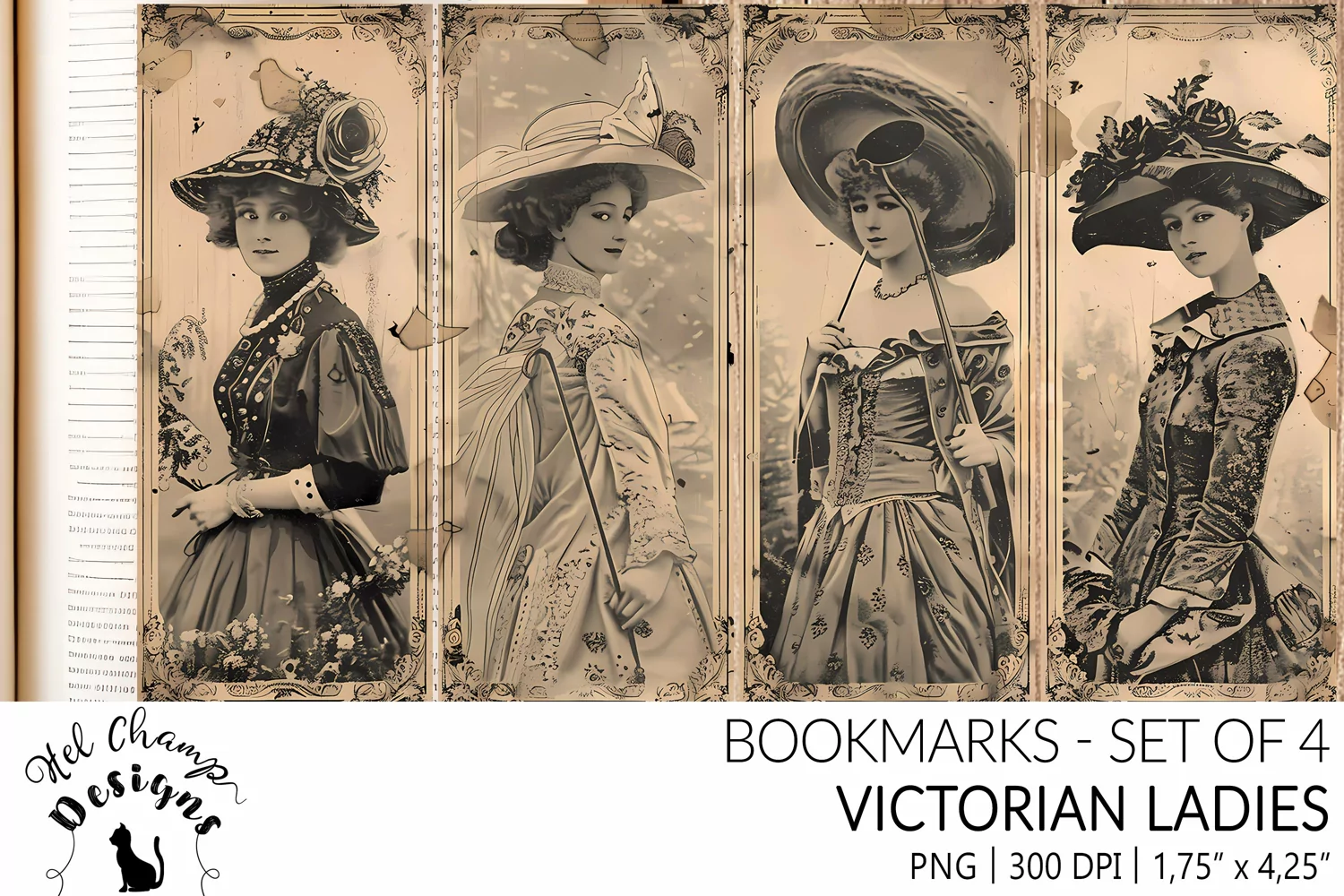 Bookmarks set sublimation historical vintage victorian ladies book lover