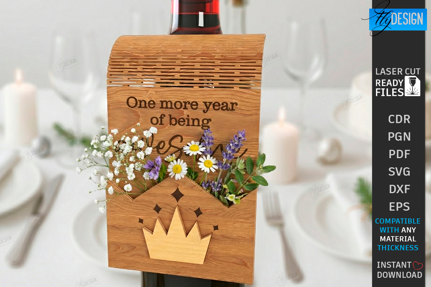Wine Bottle Tag Laser Cut | Wine Accessory | Drinkware Décor product image 1