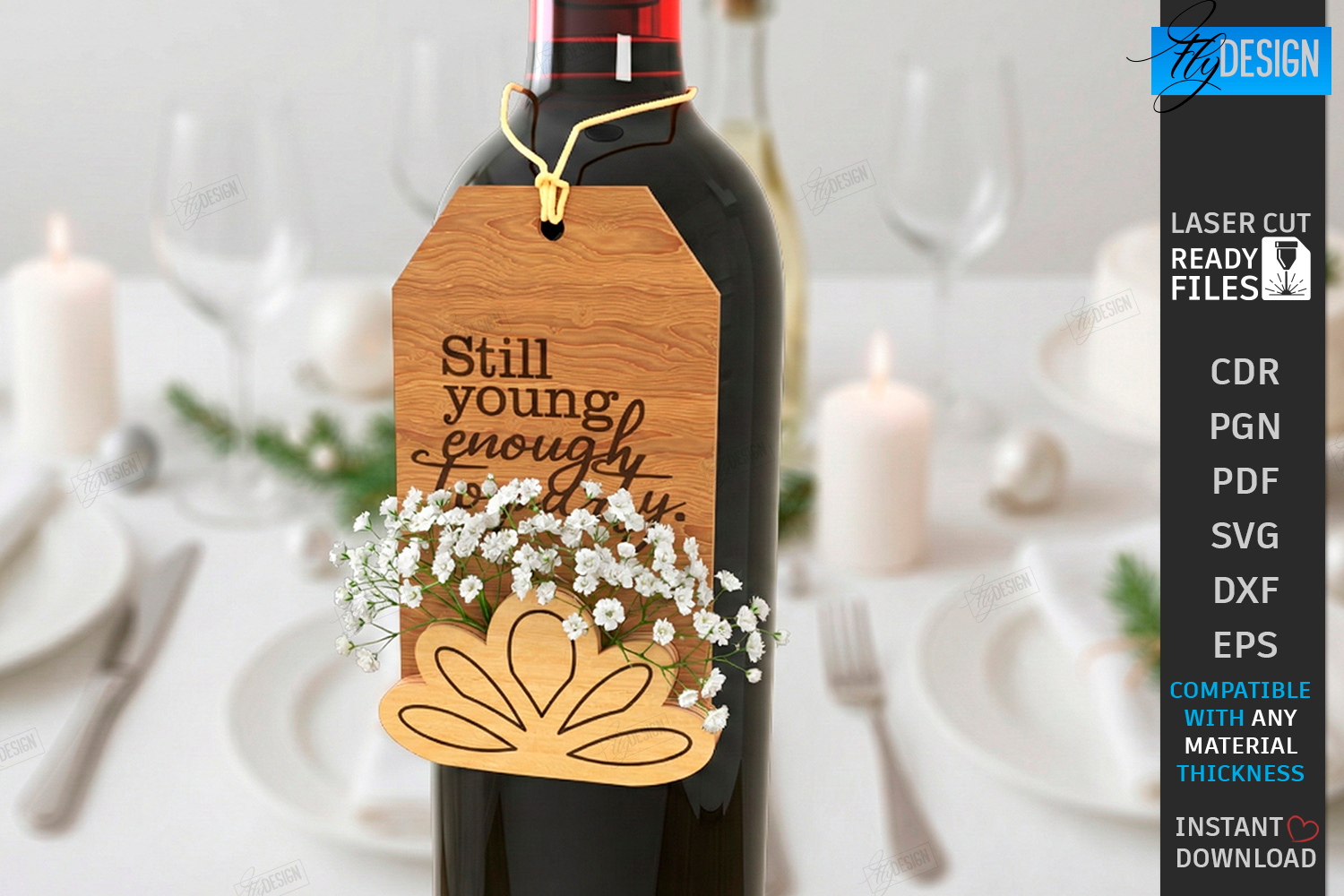 Wine Bottle Tag Laser Cut | Wine Accessory | Drinkware Décor product image 1