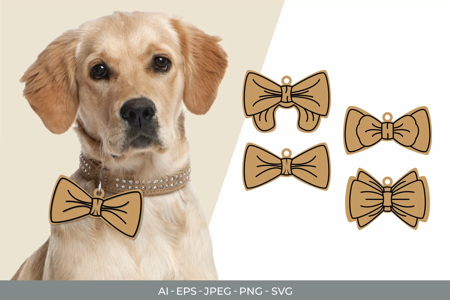 Hand Drawn Bowtie Dog Tag SVG Set product image 1