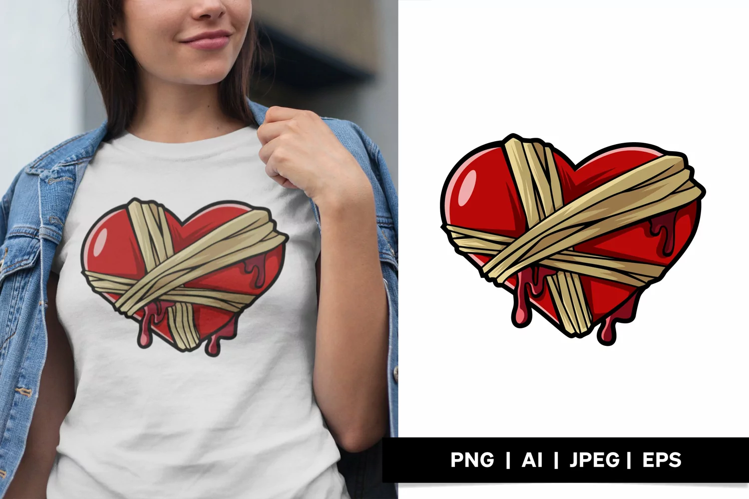 Bleeding Heart Wrapped with Bandage Illustration Design product image 1