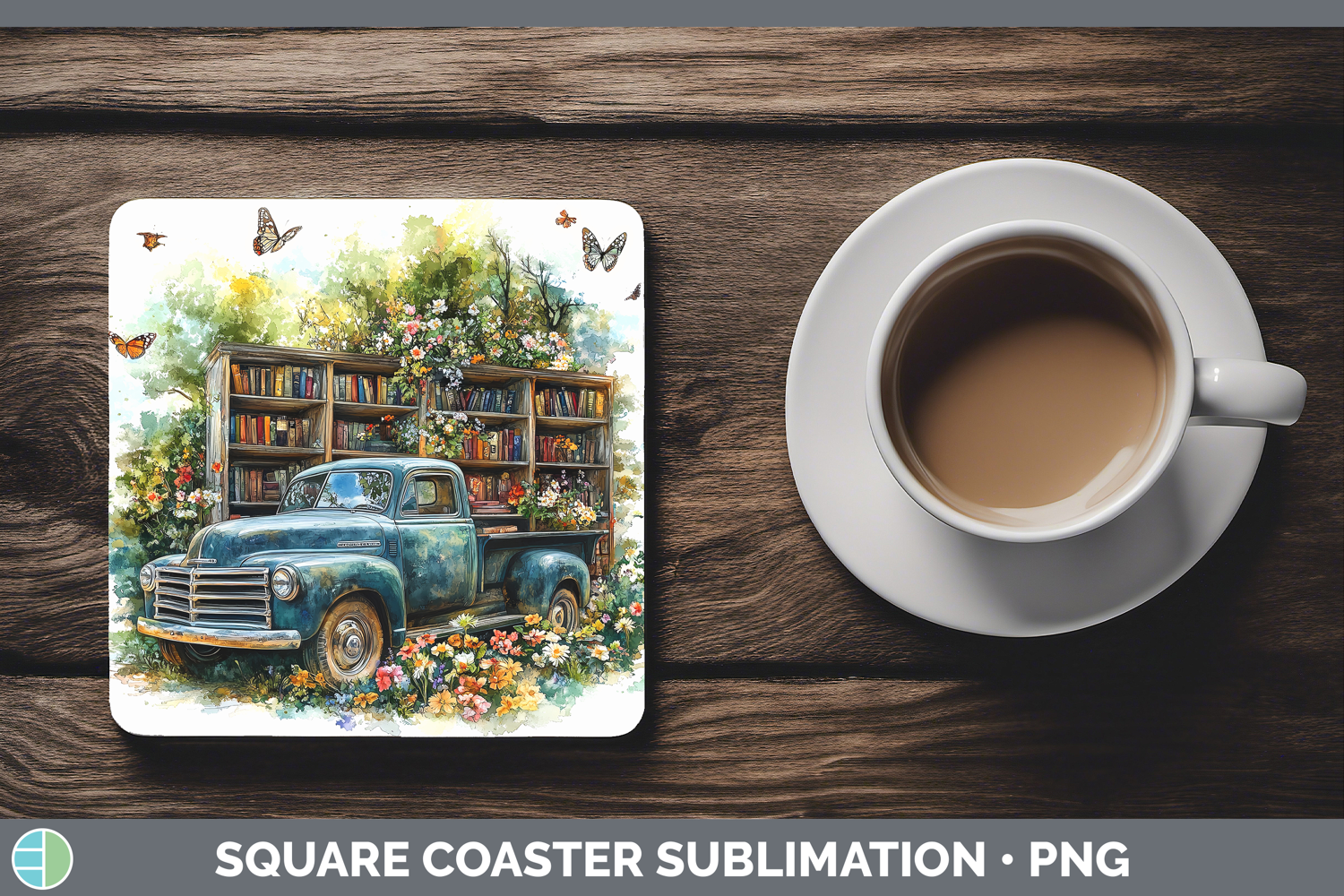 GorgeousBS02 Bookshelf Square Coaster design.