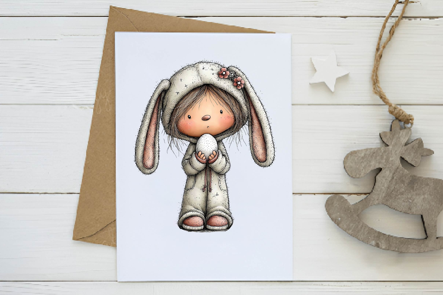 Bunny gnome watercolor clipart product image 1