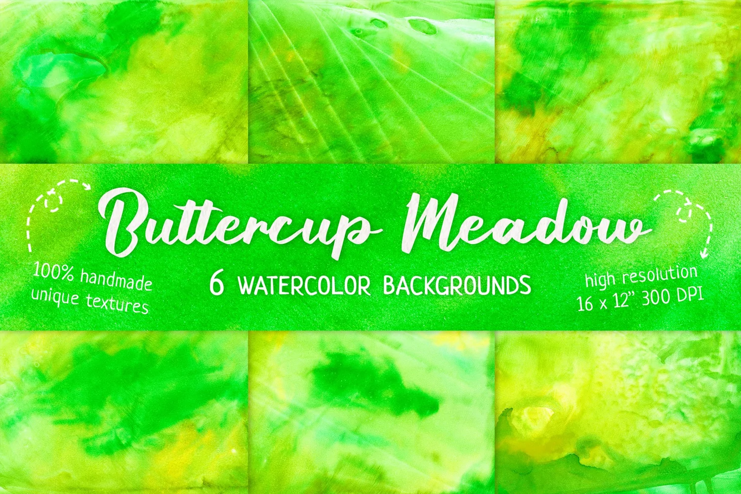 Green Background, Sunny Watercolor Texture for Sublimation product image 1