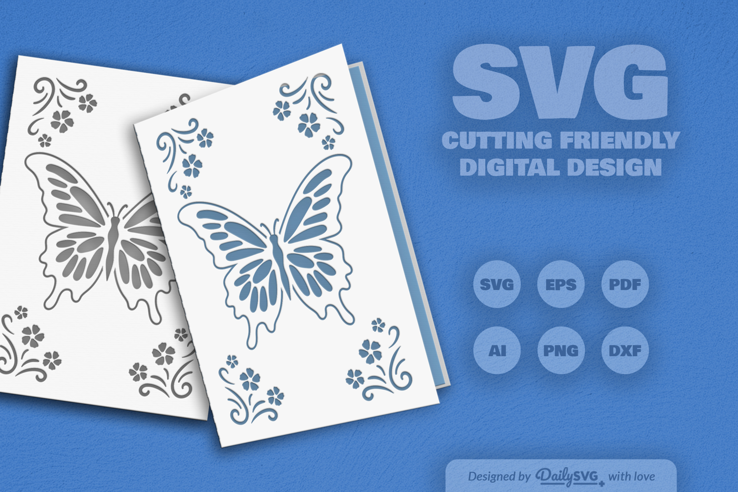 Butterfly Floral Greeting Card SVG product image 1