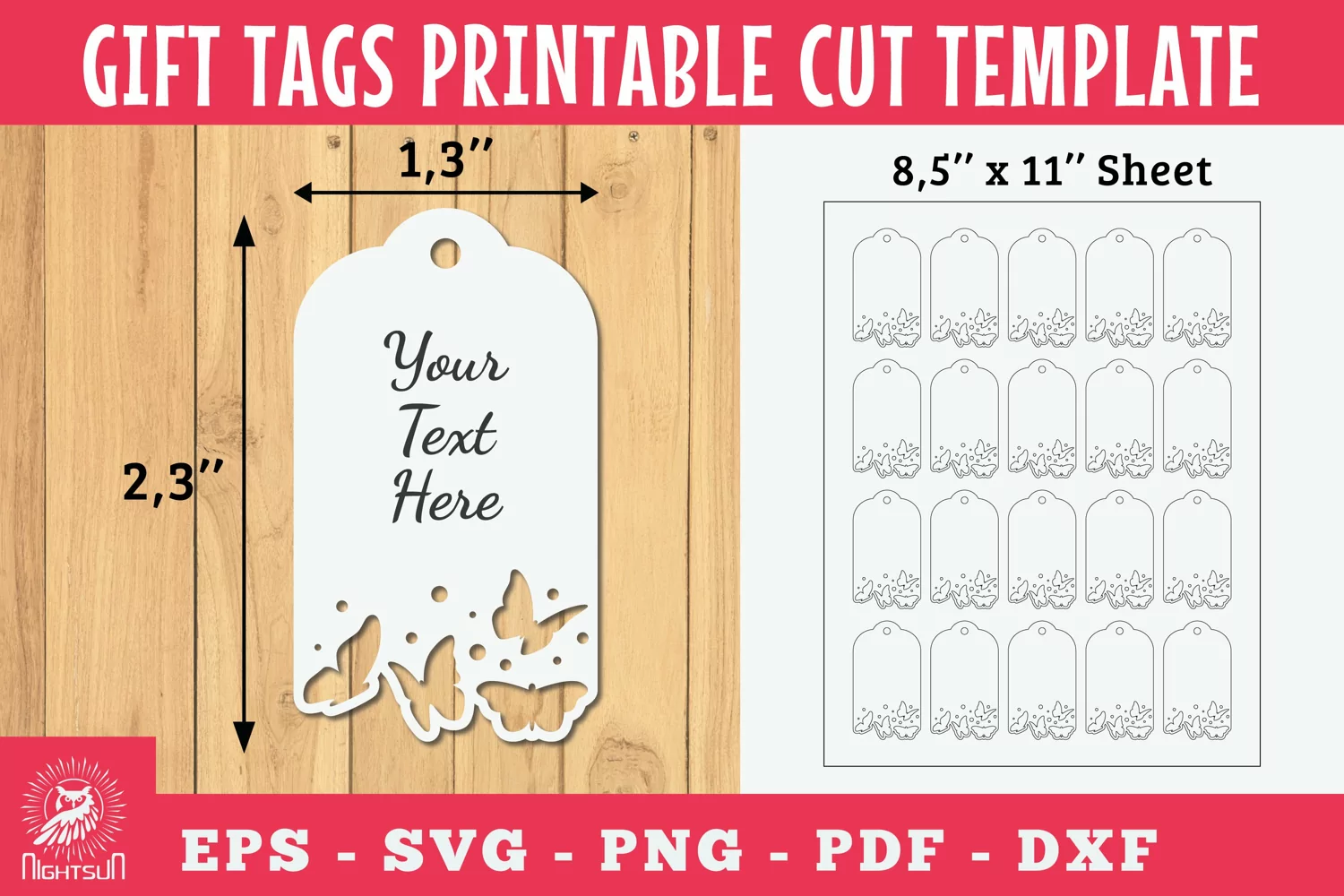 Butterfly Gift Tags Printable Cut product image 1