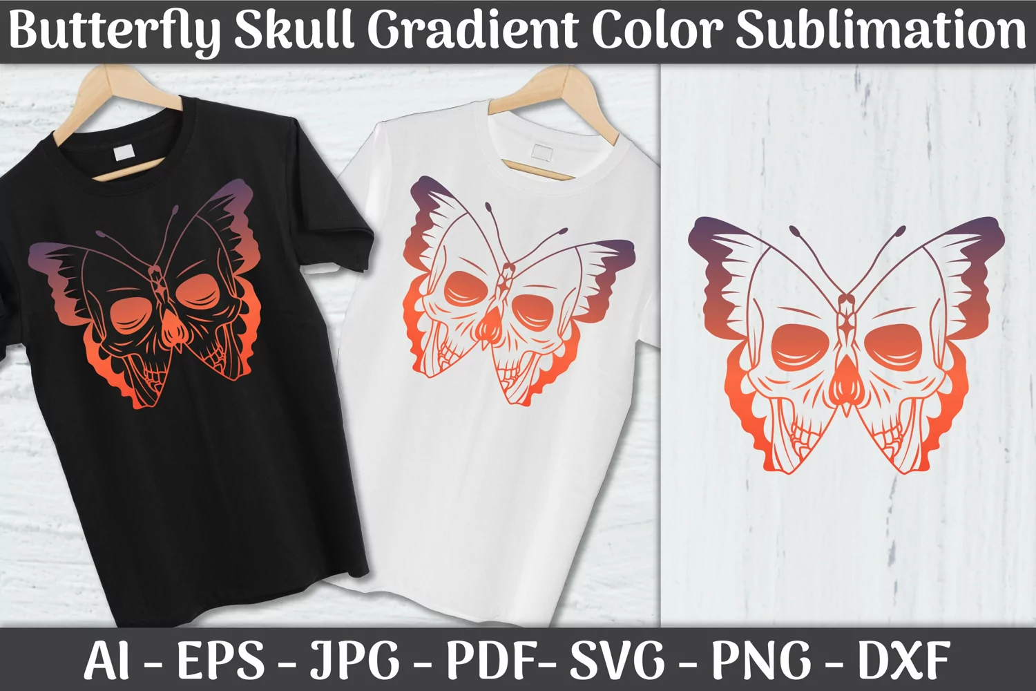 Butterfly Skull Gradient Color Sublimation product image 1