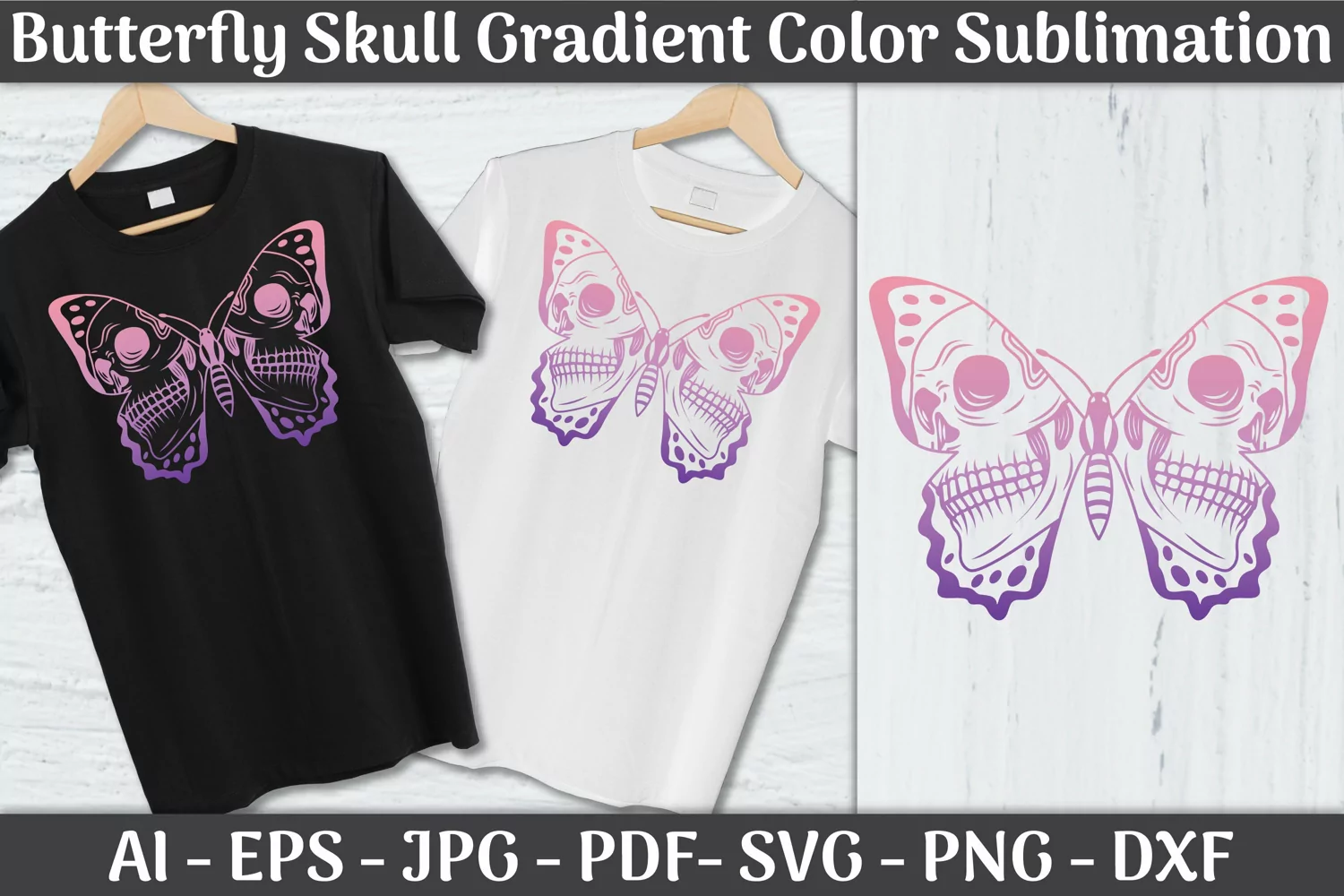 Butterfly Skull Gradient Color Sublimation product image 1