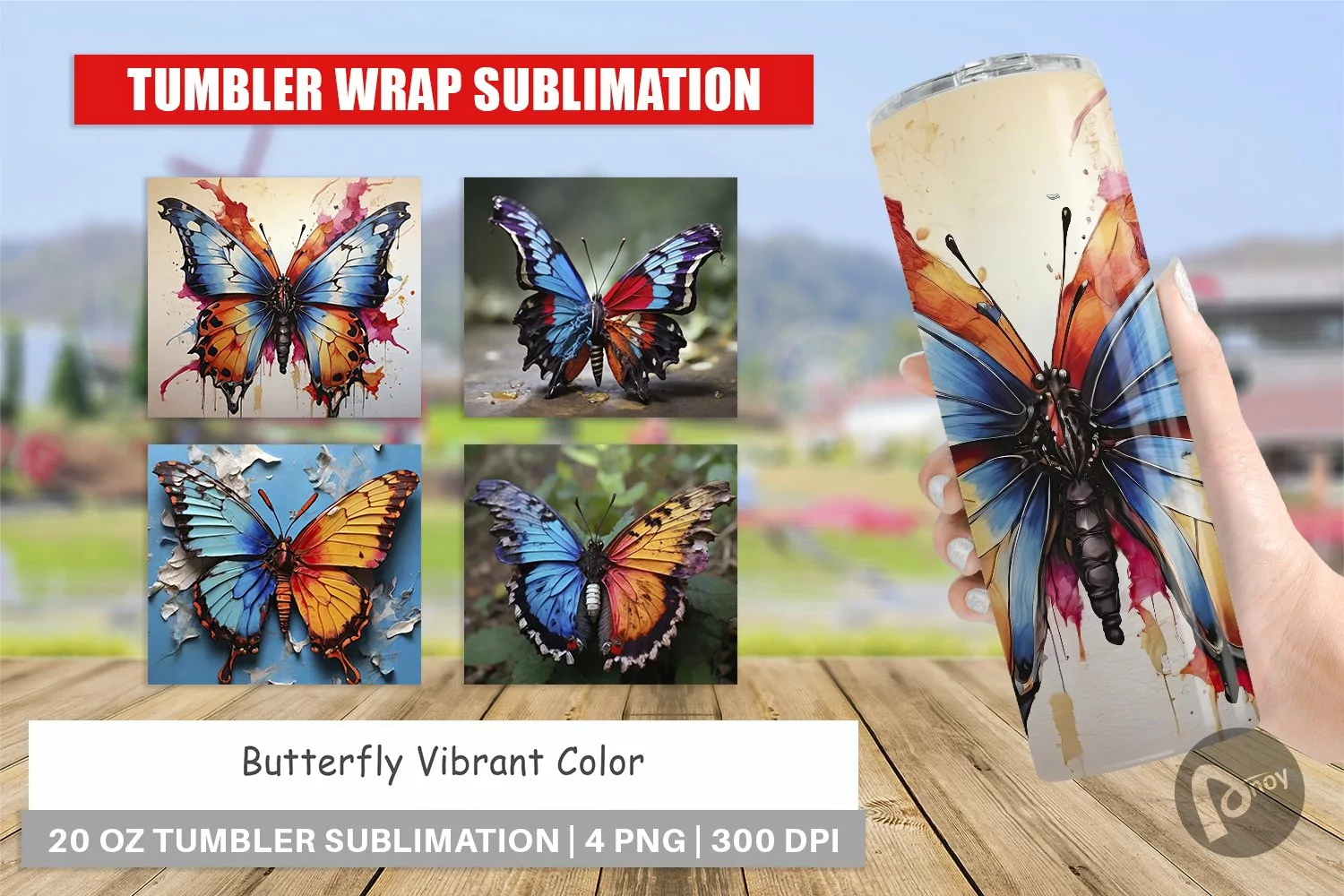 Tumbler Wrap Butterfly Vibrant Color product image 1