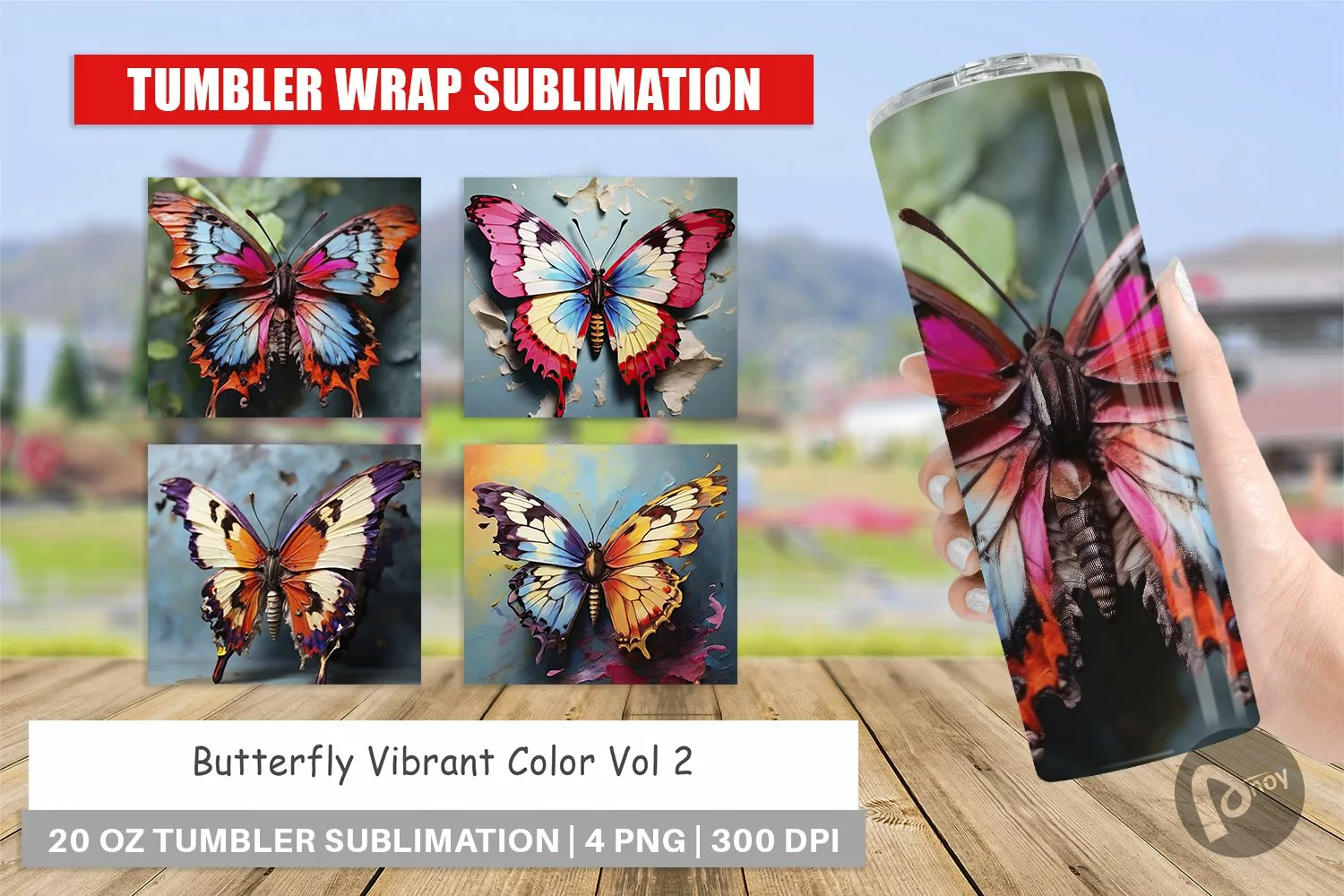 Tumbler Wrap Butterfly Vibrant Color product image 1
