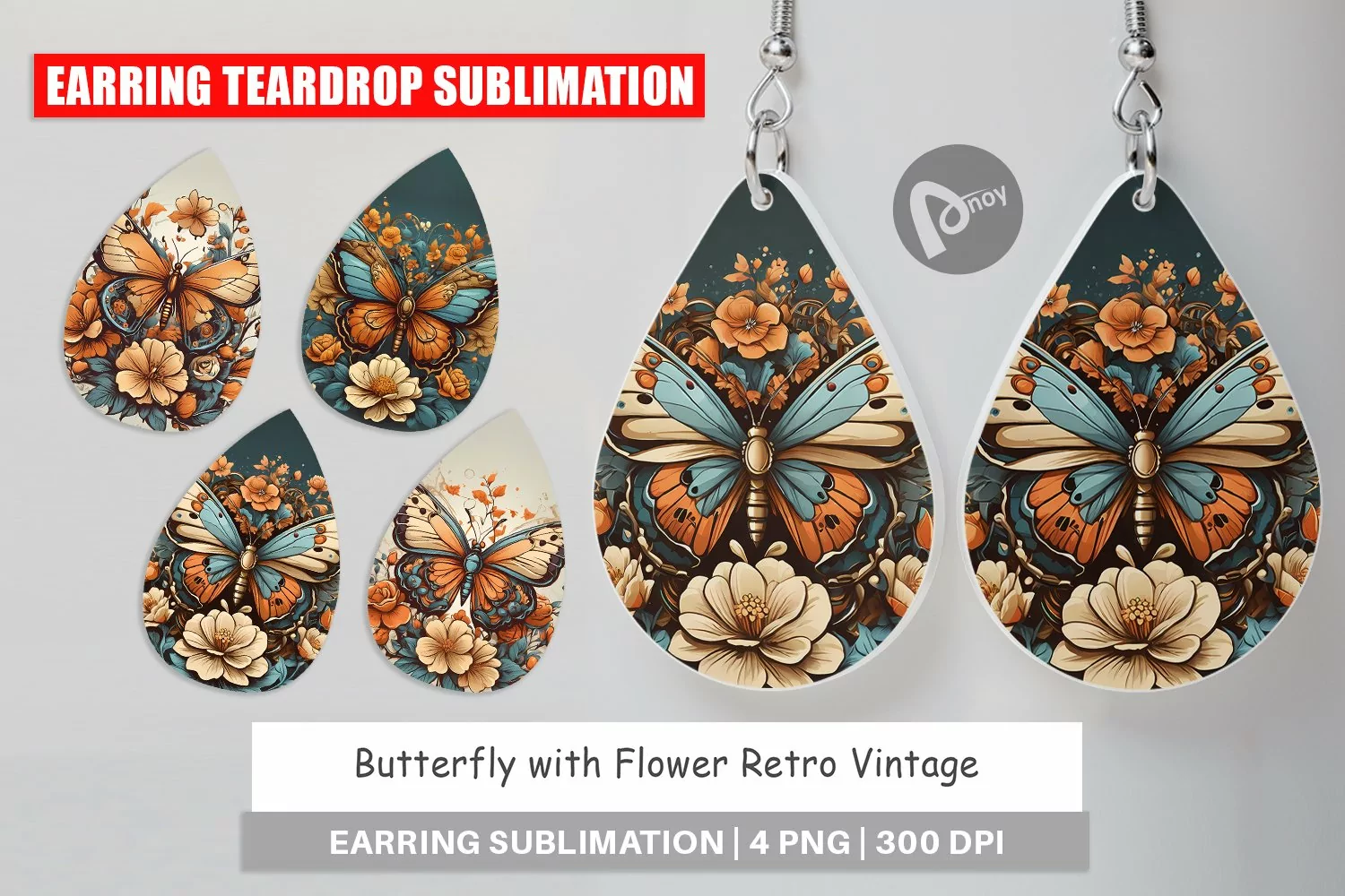 Earring Teardrop Butterfly and Flower product image 1