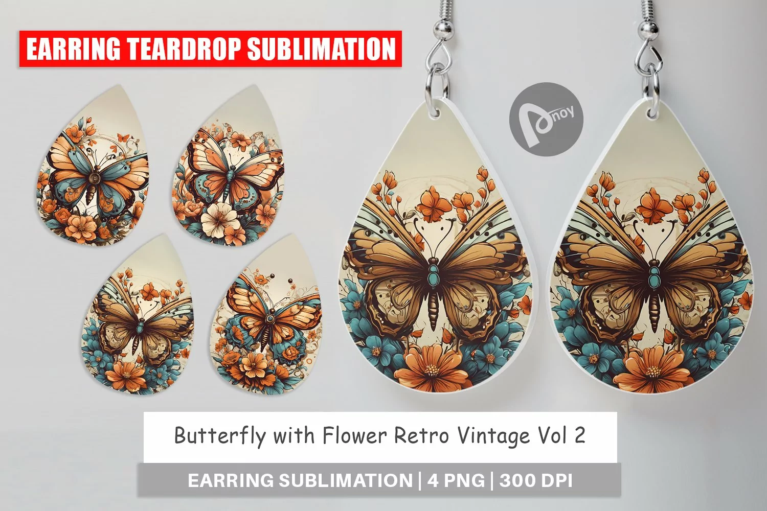 Earring Teardrop Butterfly and Flower product image 1