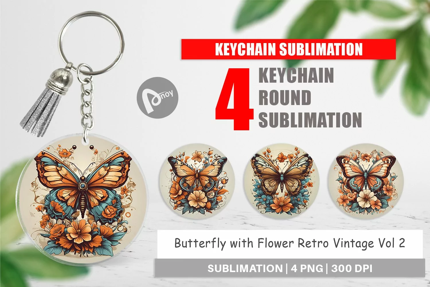 Keychain Butterfly and Flower product image 1