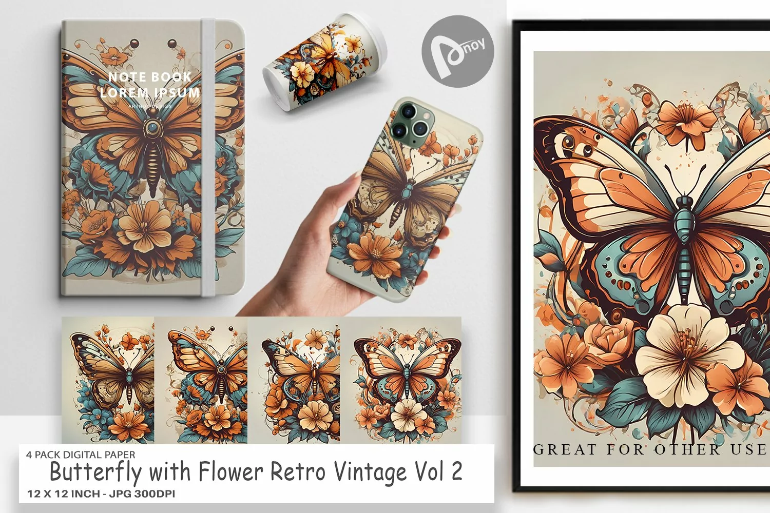 Digital Paper Butterfly and Flower product image 1
