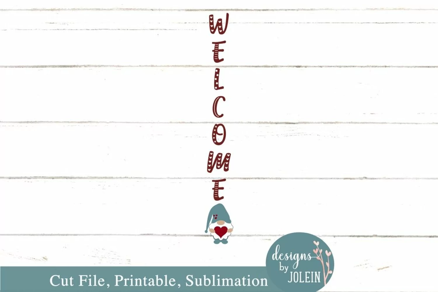 Valentine Gnome Welcome Sign SVG, Sublimation, Printable product image 1