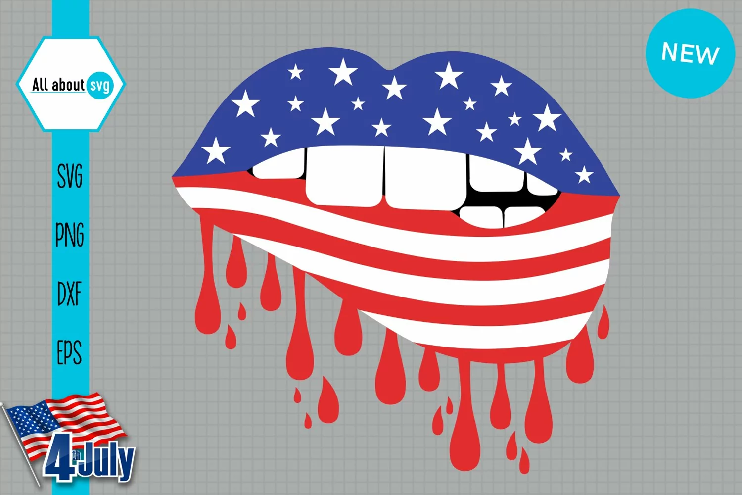 Patriotic Lips Svg, Usa Flag Lips Svg, Dripping Lips Svg product image 1