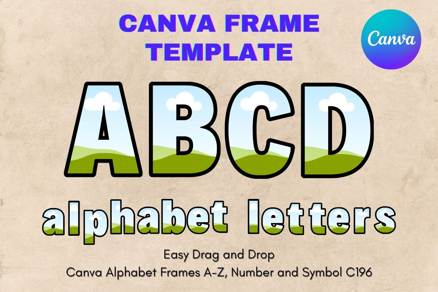 Canva Letters Frame Alphabet Template Font Add Photo_C196 product image 1