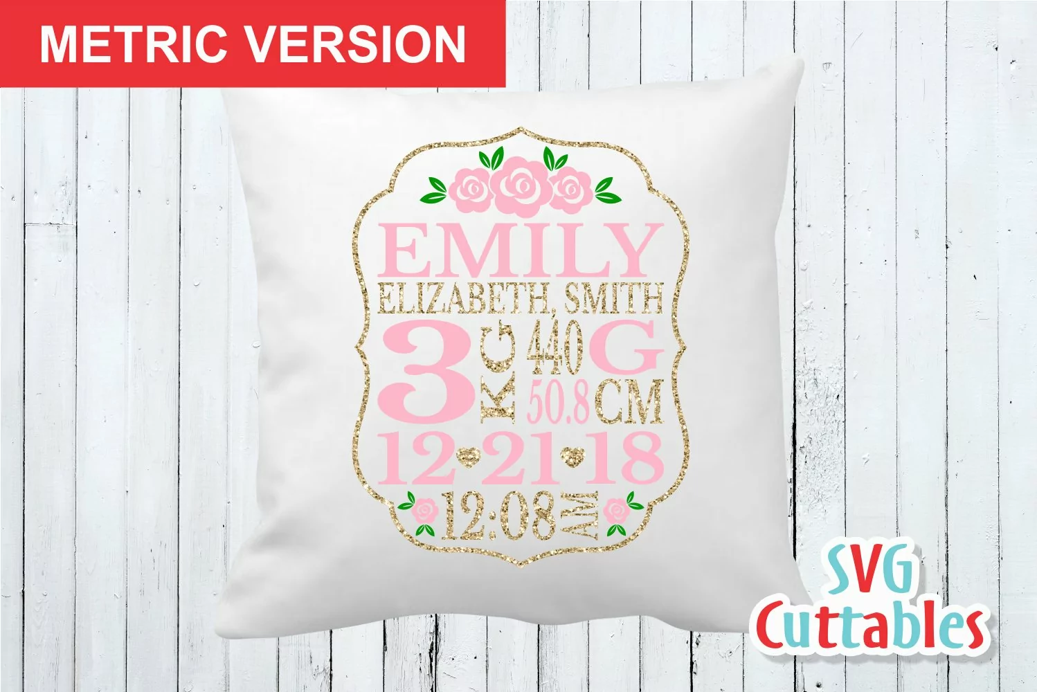 Baby Birth Announcement Template, SVG Cut File product image 1
