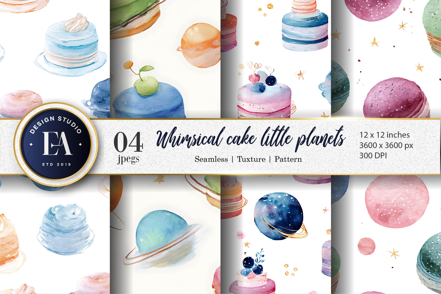 Planet Cakes Seamless Digital Artwork Digital Paper product image 1