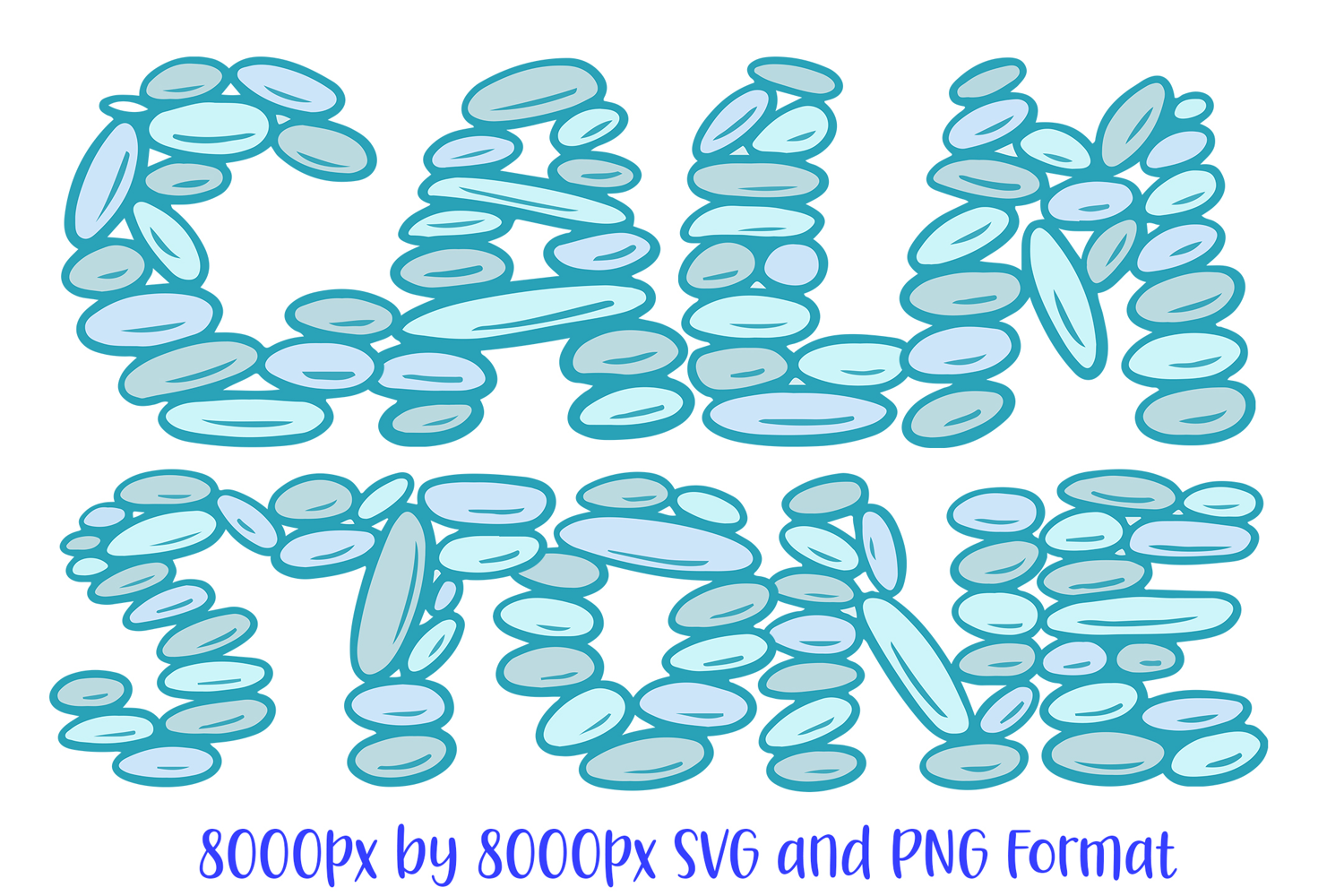 Calm Stone ABC Font Typeface Pebble Zen Alphabet SVG PNG