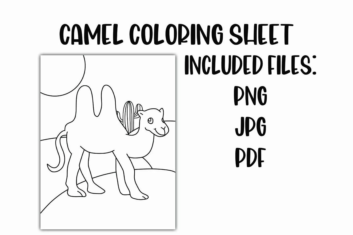 Camel Coloring Sheet for Kids product image 1
