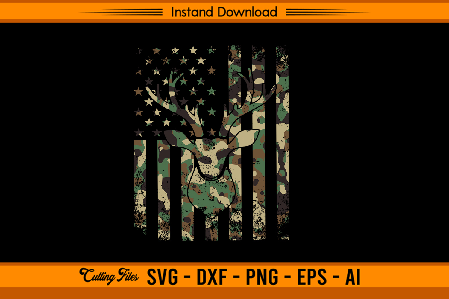 Camo Deer Flag SVG Design for Patriotic Hunters product image 1