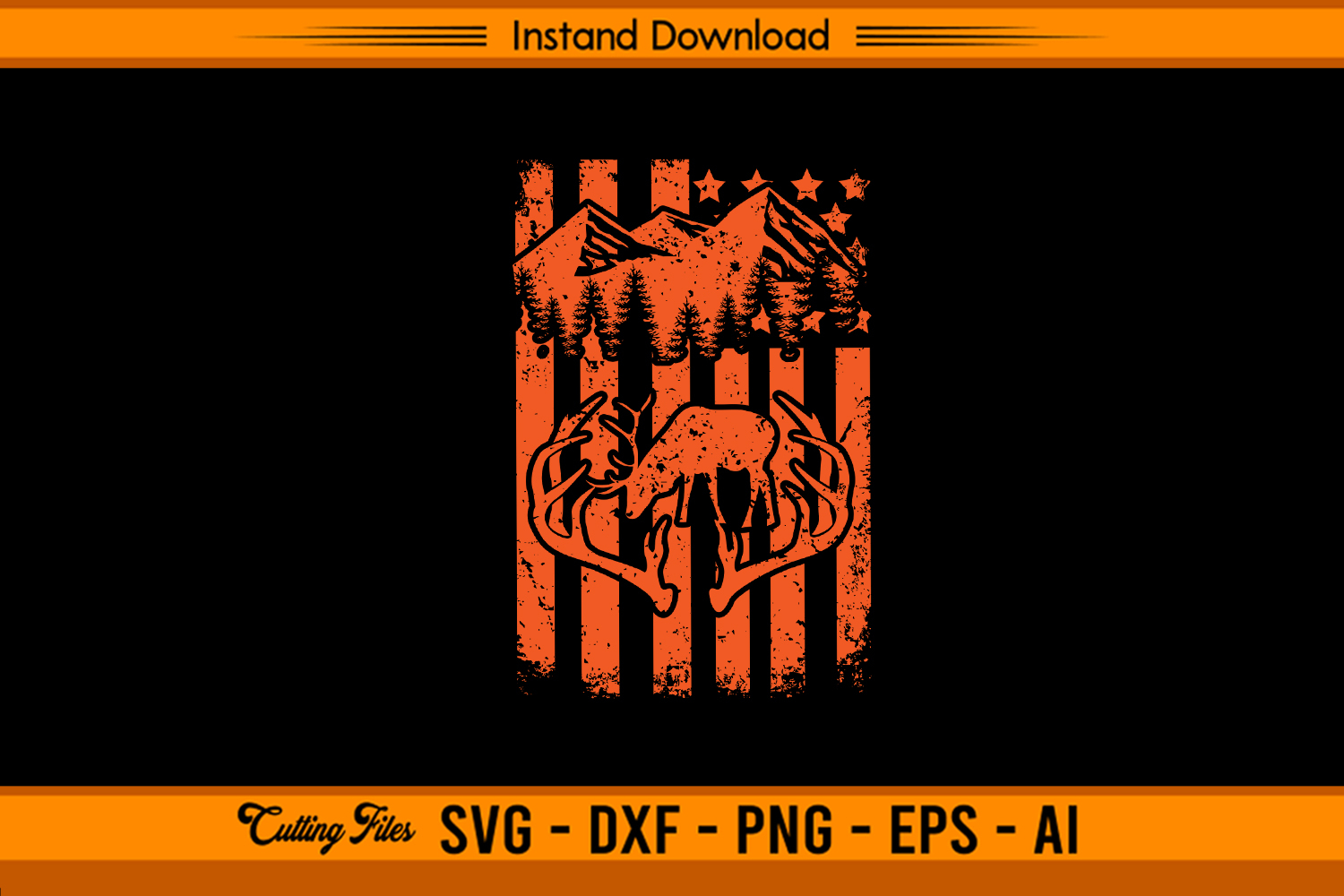 Deer Flag Hunting SVG for Outdoor Patriotic Hunters product image 1