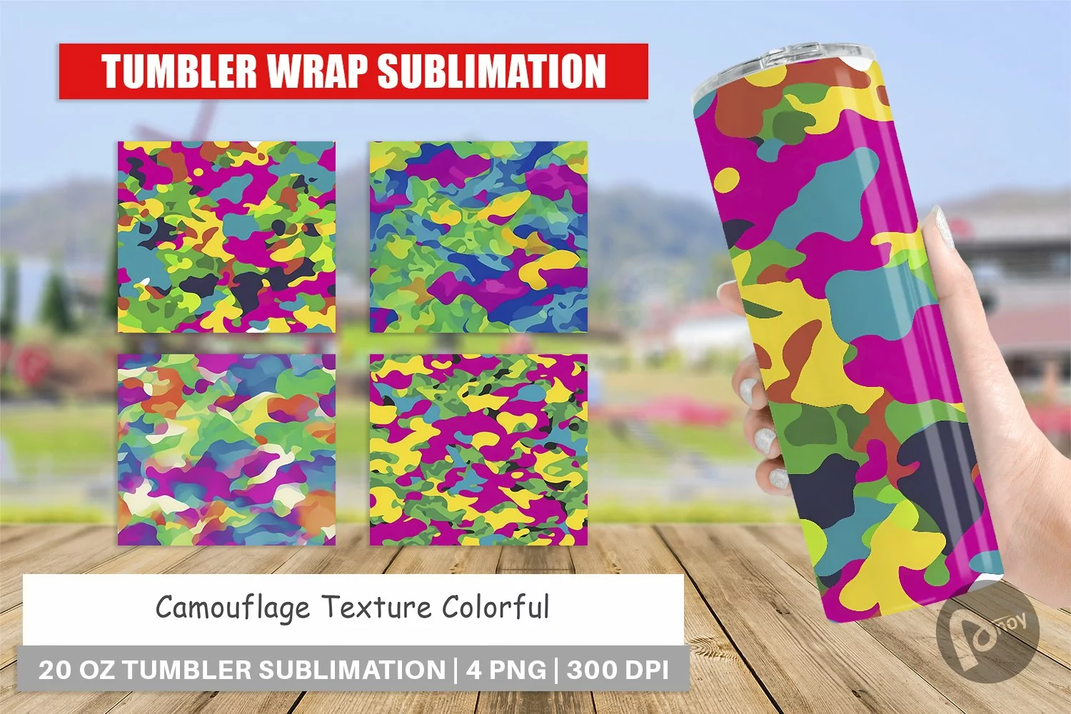 Tumbler Sublimation Camouflage Colorful product image 1