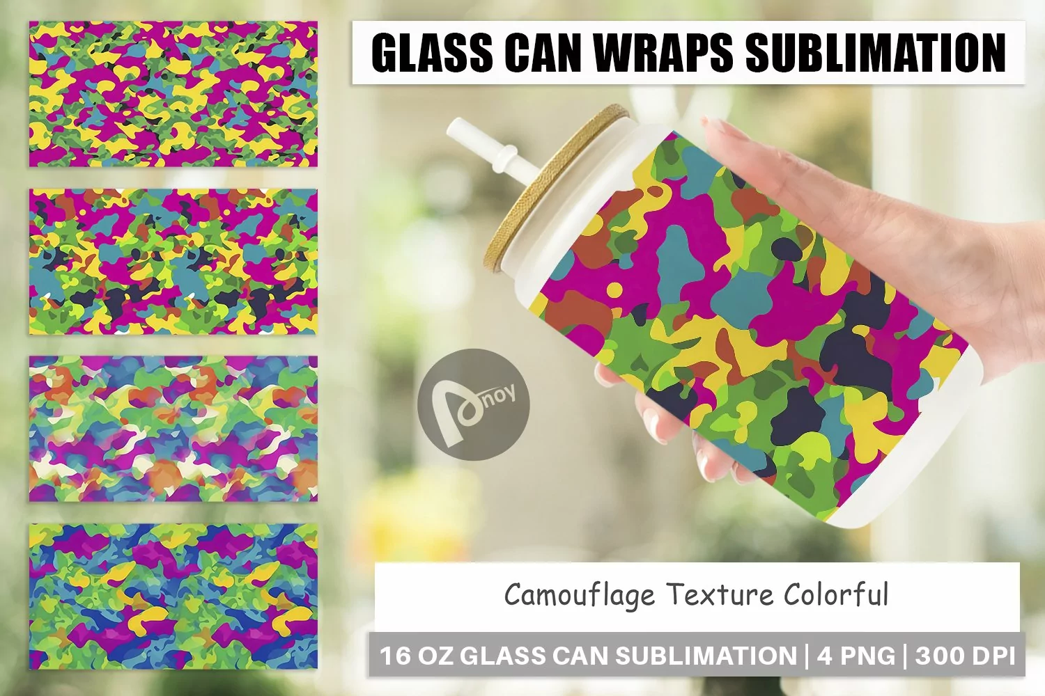 Glass Can Wraps Camouflage Colorful product image 1
