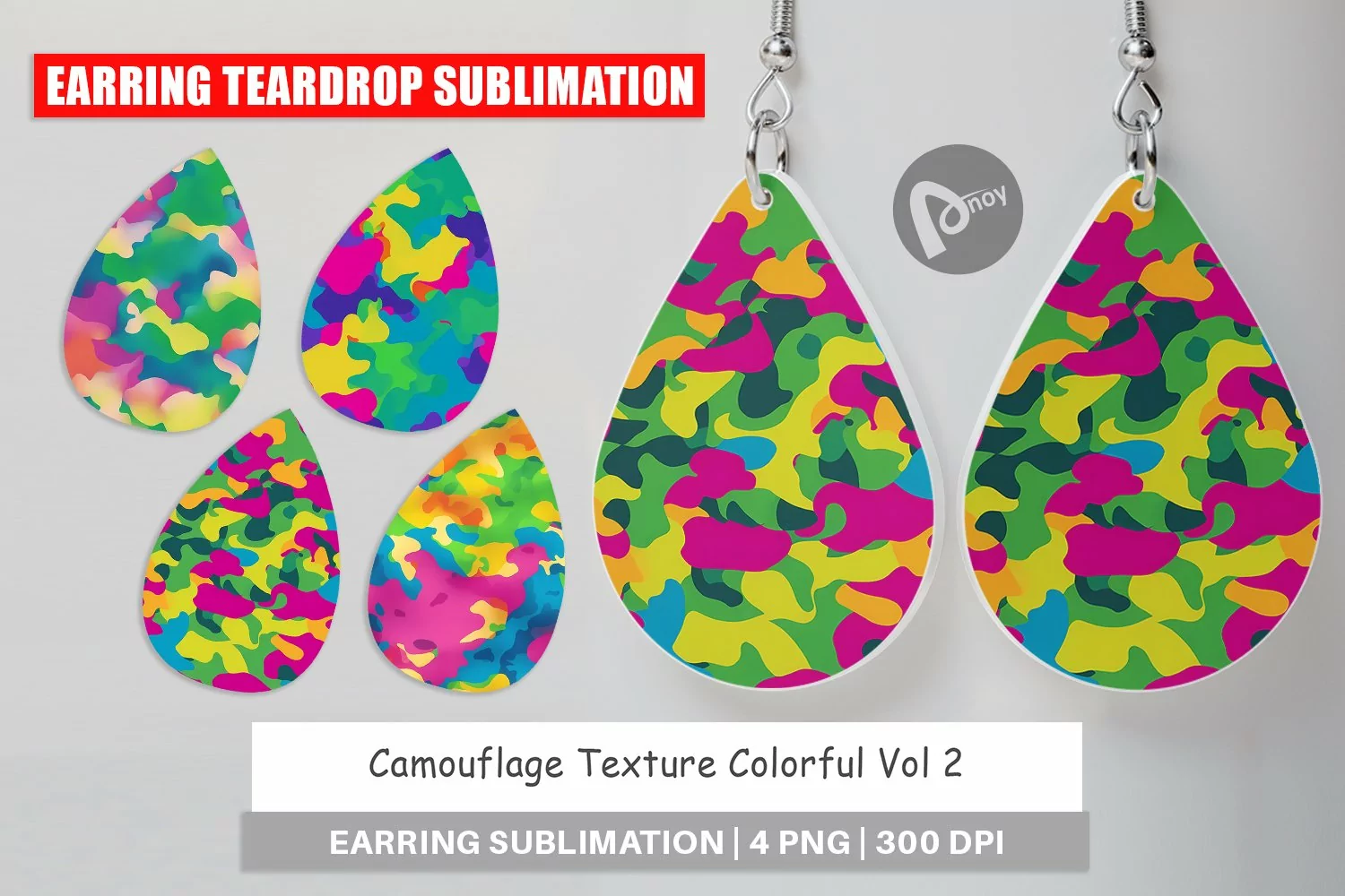 Earring Teardrop Camouflage Colorful product image 1