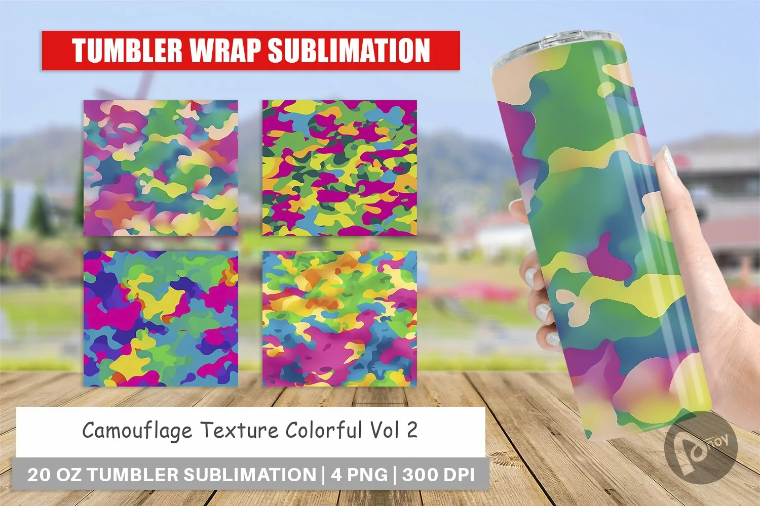 Tumbler Sublimation Camouflage Colorful product image 1