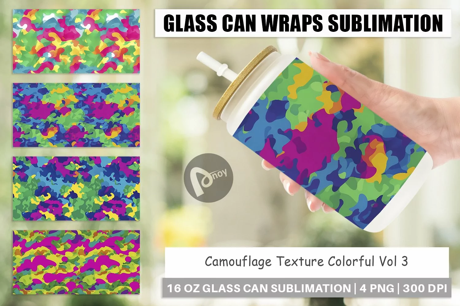 Glass Can Wraps Camouflage Colorful product image 1