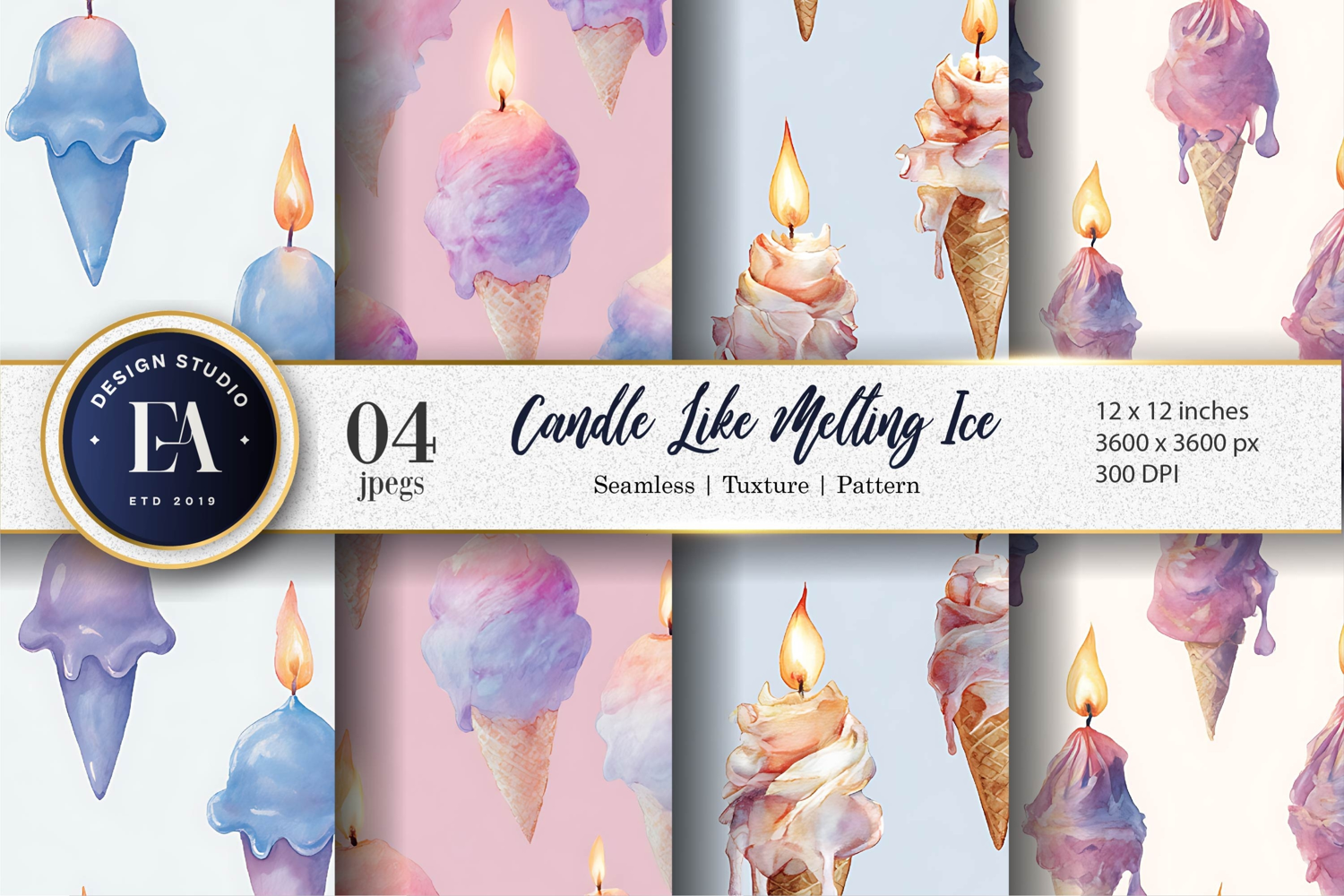 Melting Ice Candles Seamless Pattern Digital Paper product image 1