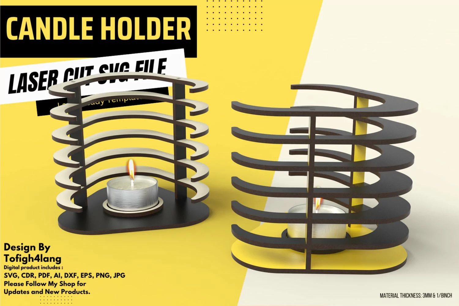 Candlestick Holder | laser cut | svg files| Candle Holder product image 1
