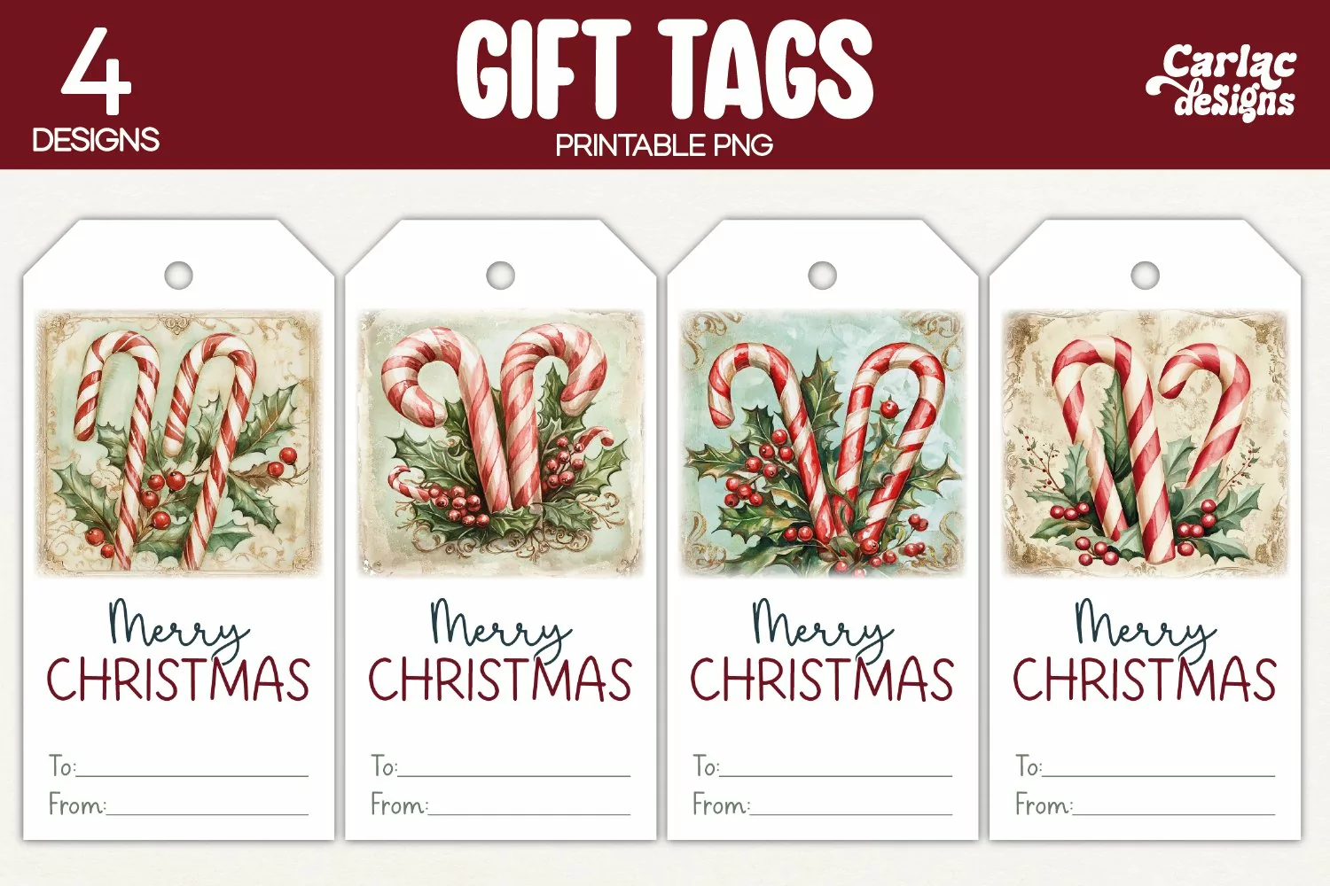 candy cane gift tags