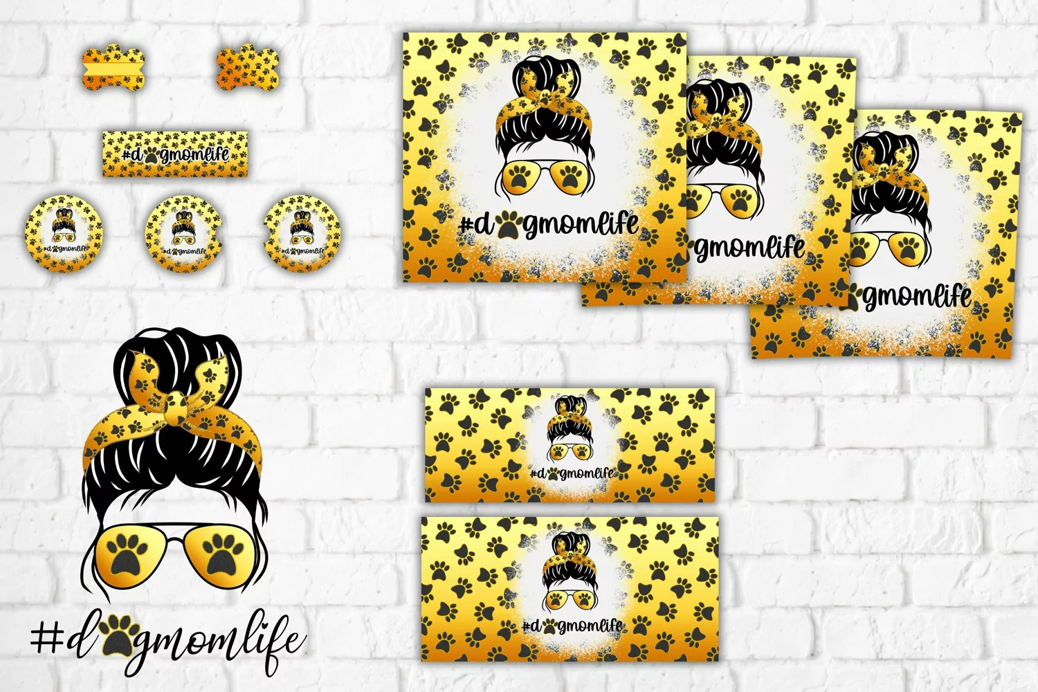 Dog mom PNG | Messy bun sublimation | Pet paws product image 1