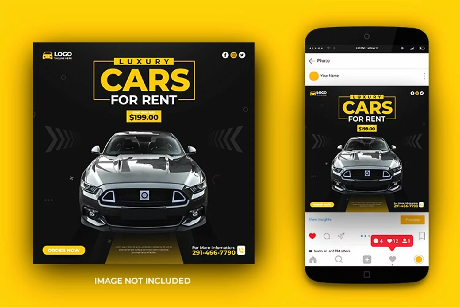 Car Rental Instagram or Facebook Social Media Post Template product image 1