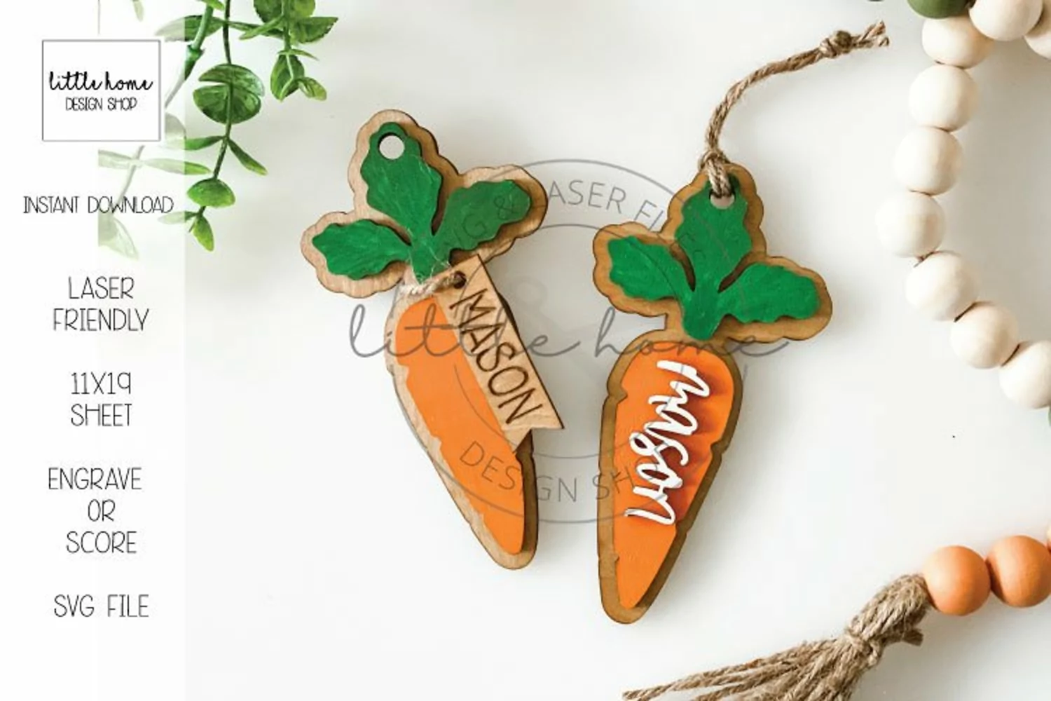 Carrot Easter Basket Name Tag, Easter Laser Files product image 1