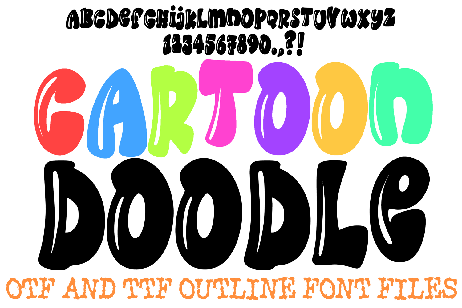 Cartoon Doodle Font Hand Drawn Comic Lettering ABC OTF Type by Squeeb Creative