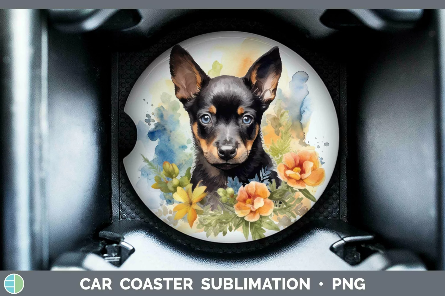 GorgeousCartoon Watercolor Car Coaster design.