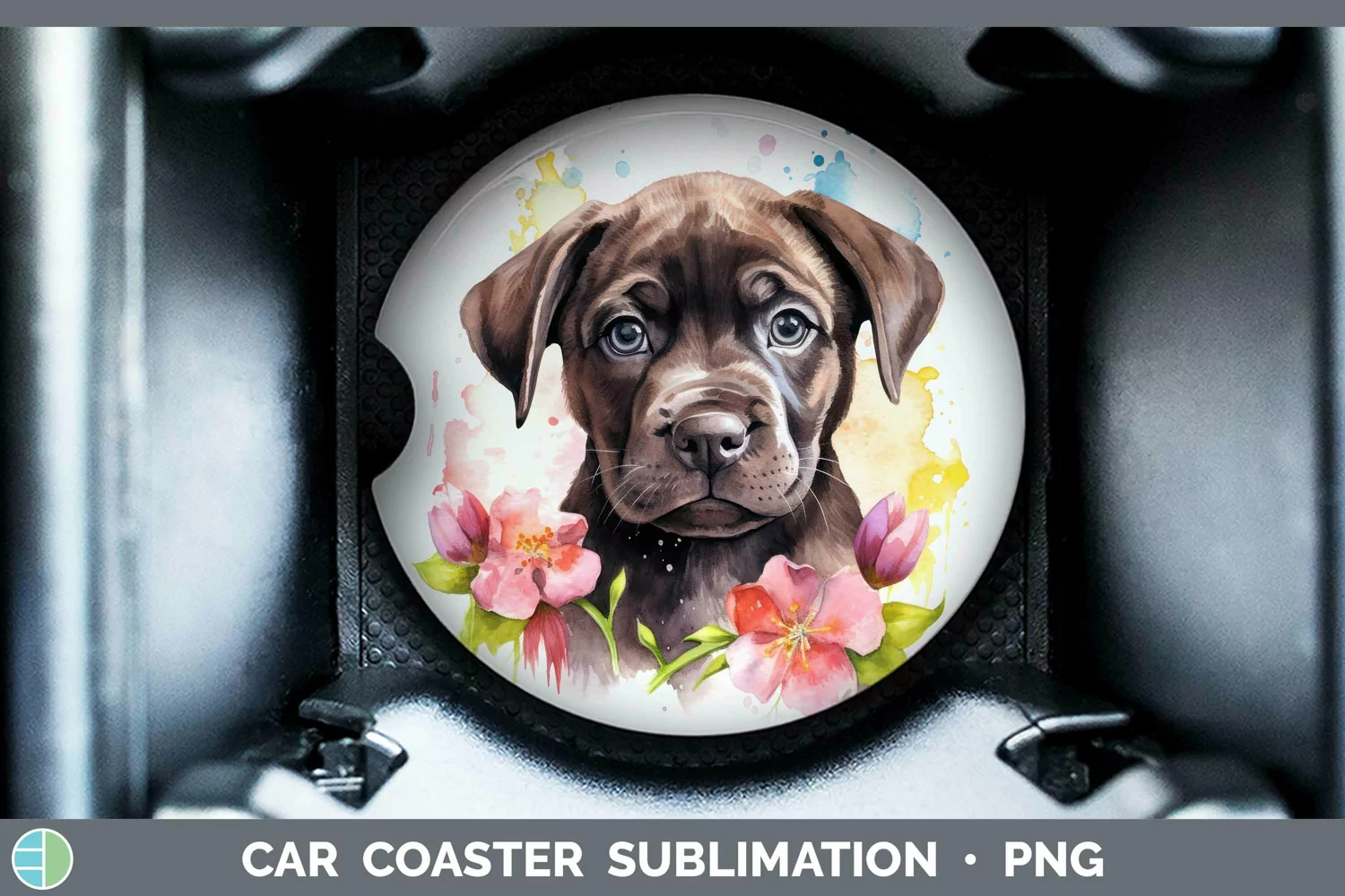 GorgeousCartoon Watercolor Car Coaster design.
