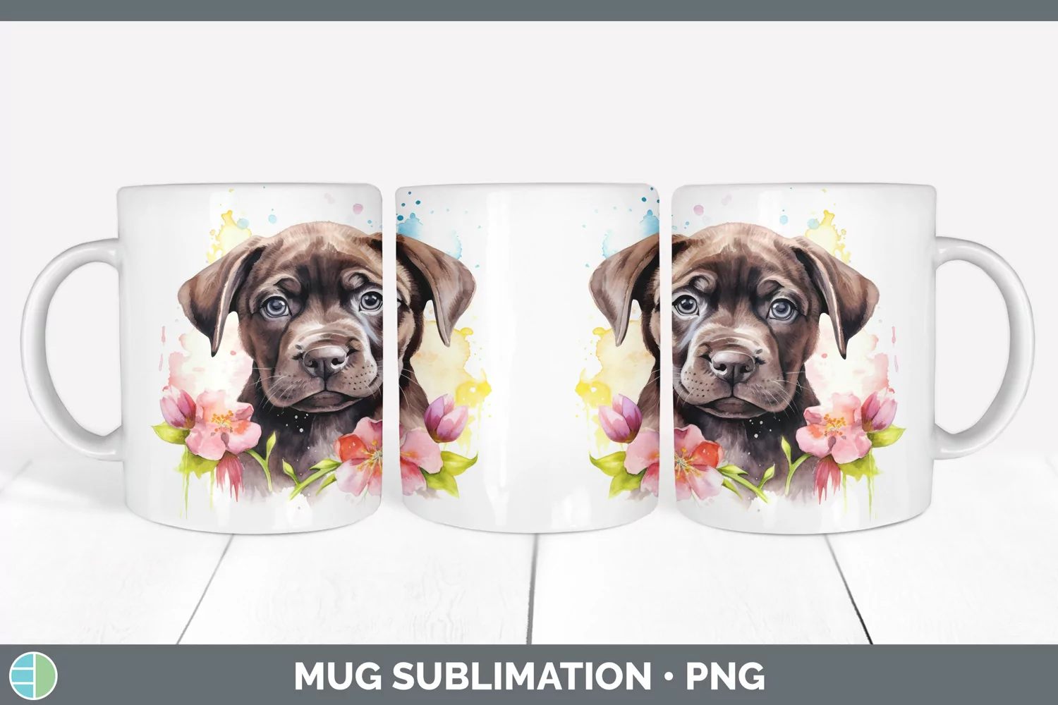 GorgeousCartoon Watercolor Mug Wrap design.
