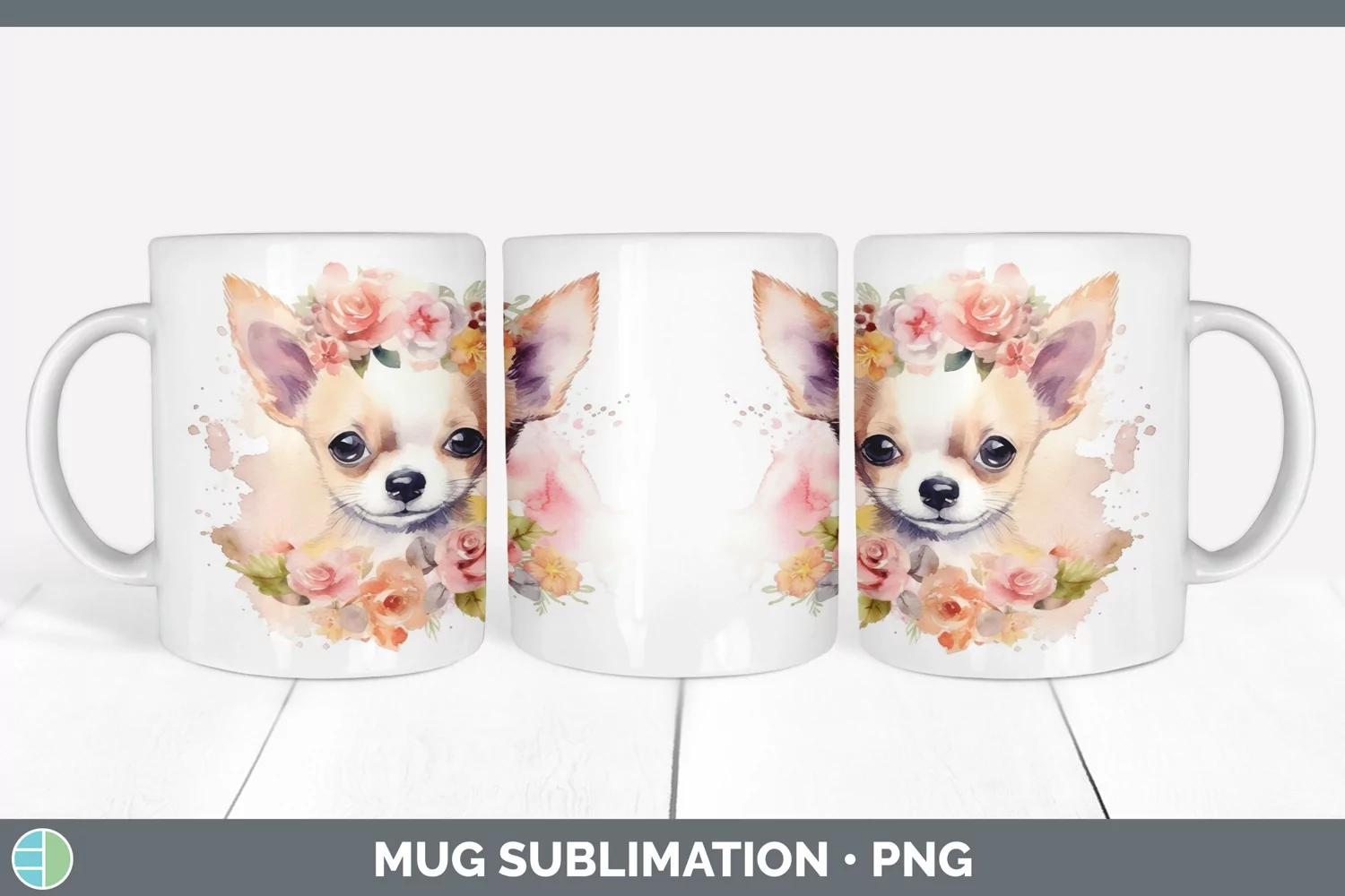 GorgeousCartoon Watercolor Mug Wrap design.