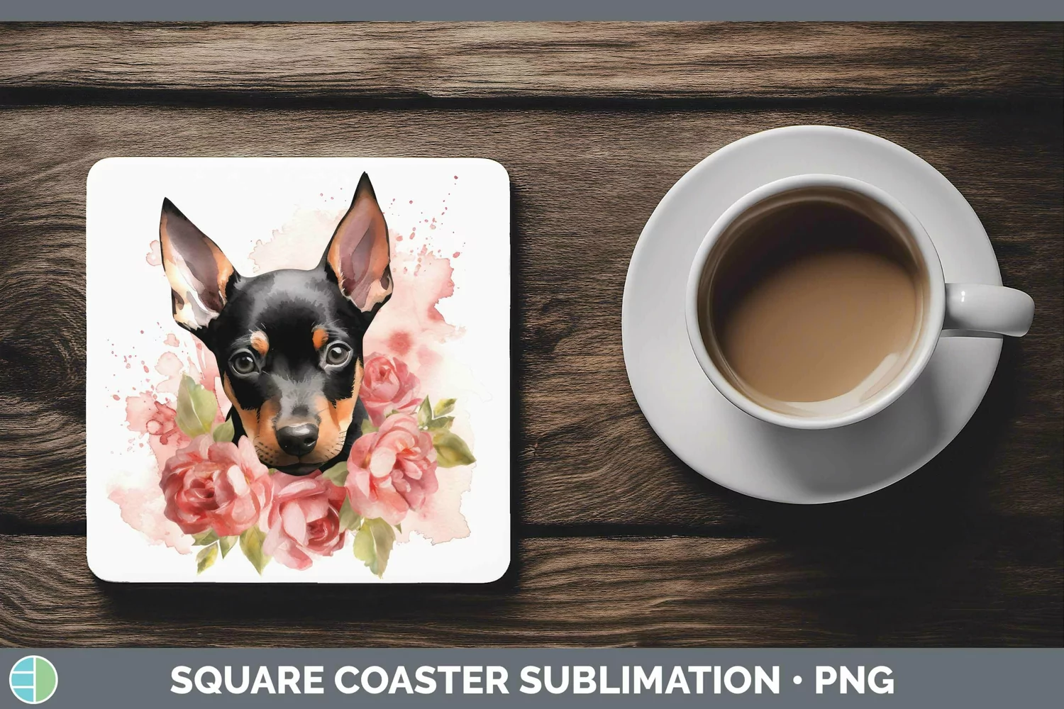 GorgeousCartoon Watercolor Square Coaster design.