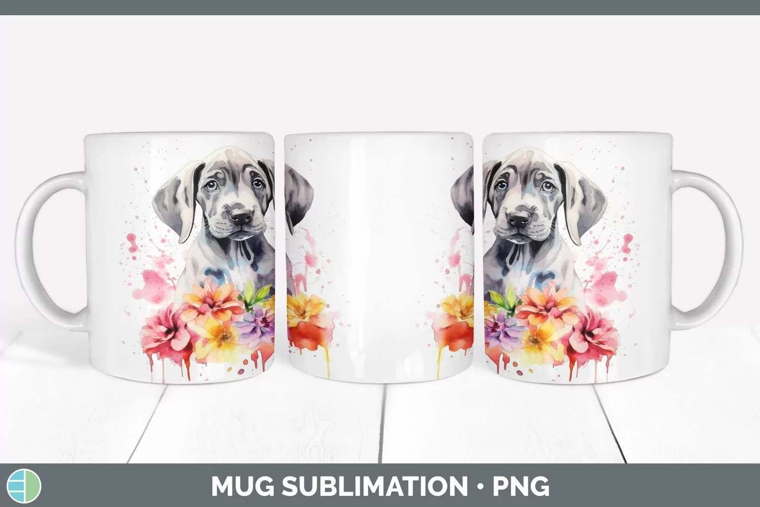 GorgeousCartoon Watercolor Mug Wrap design.