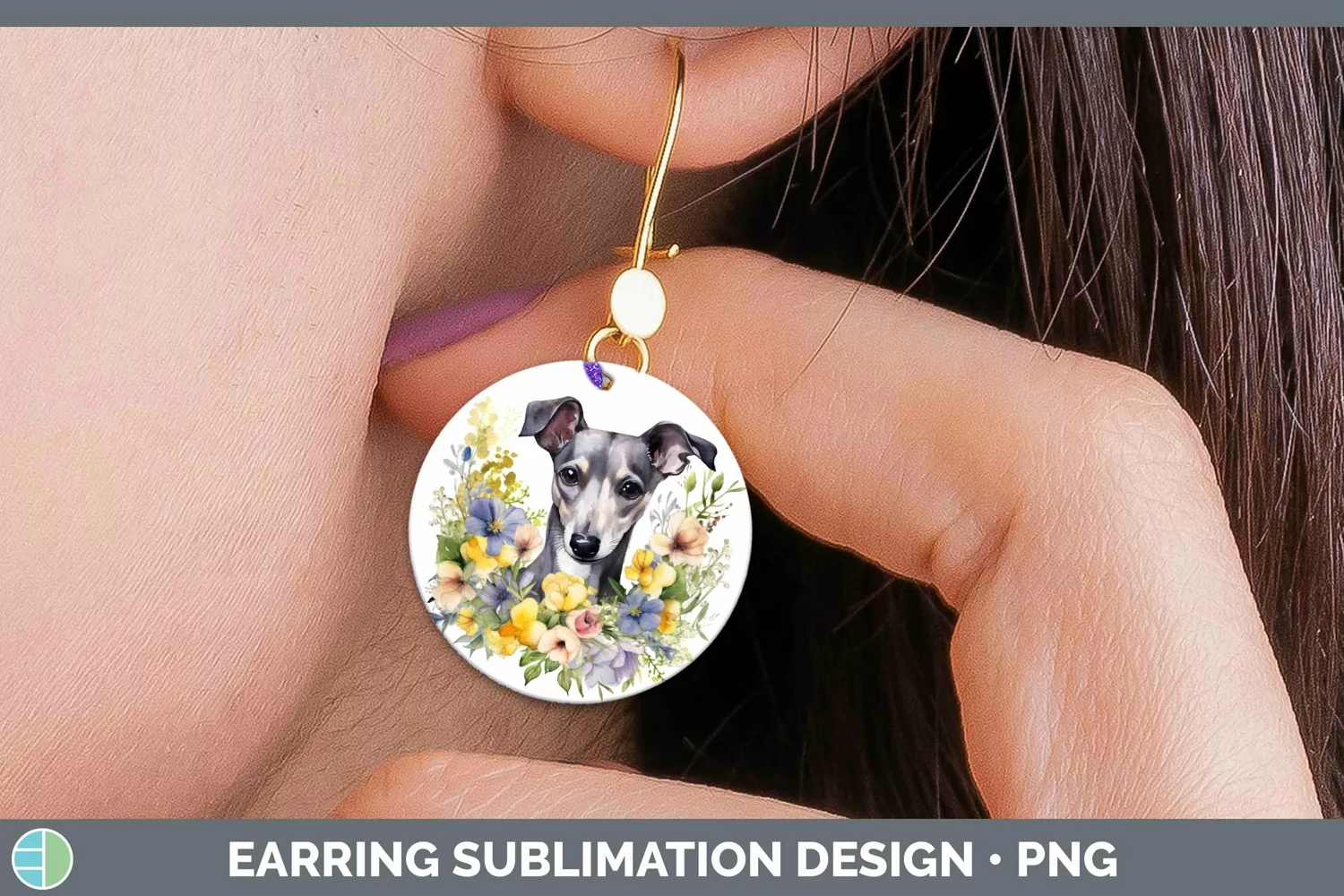 GorgeousCartoon Watercolor Round Earrings design.