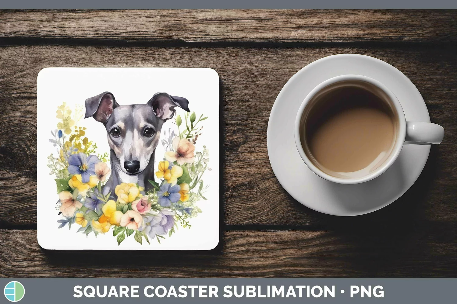 GorgeousCartoon Watercolor Square Coaster design.