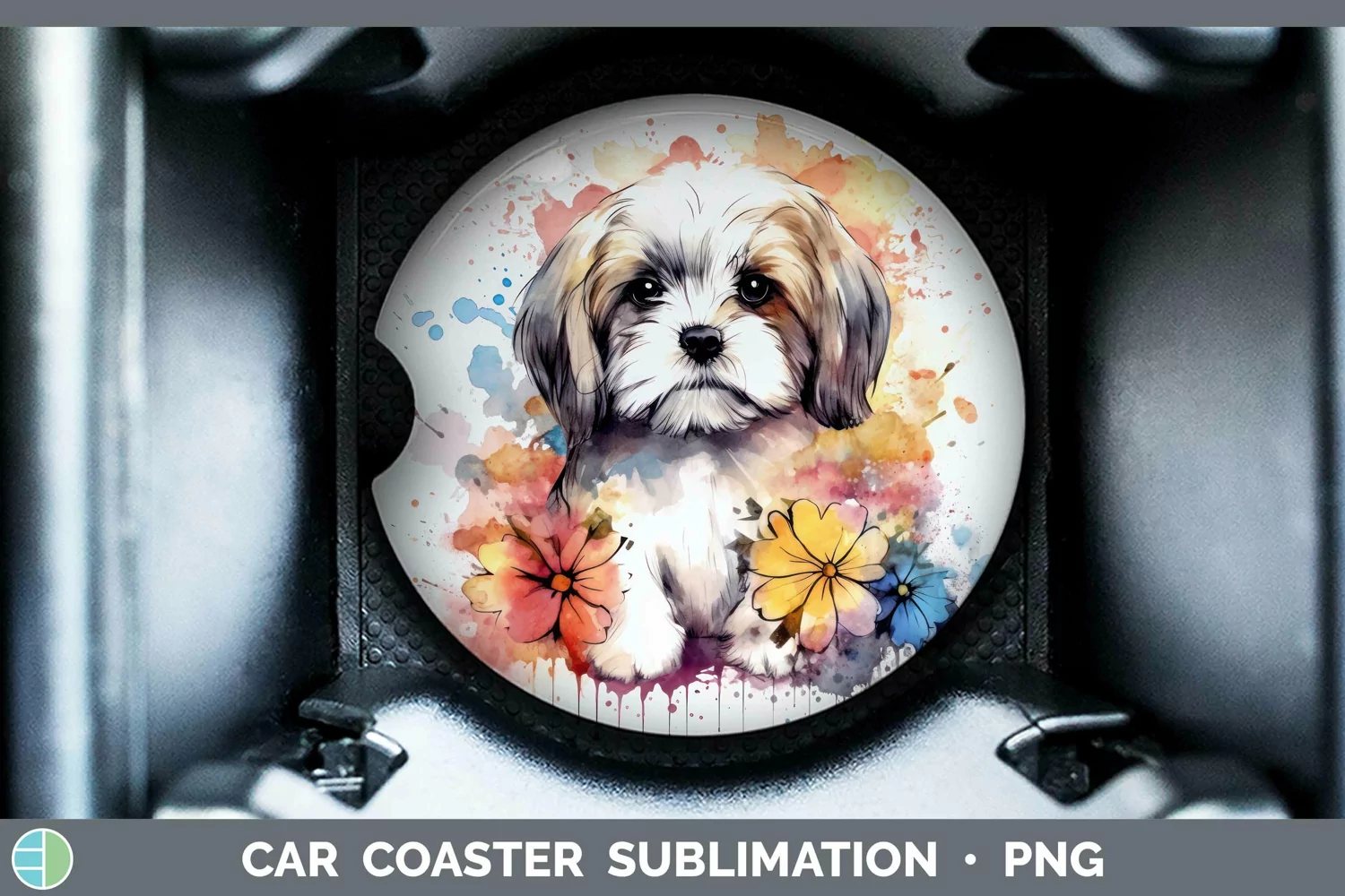 GorgeousCartoon Watercolor Car Coaster design.