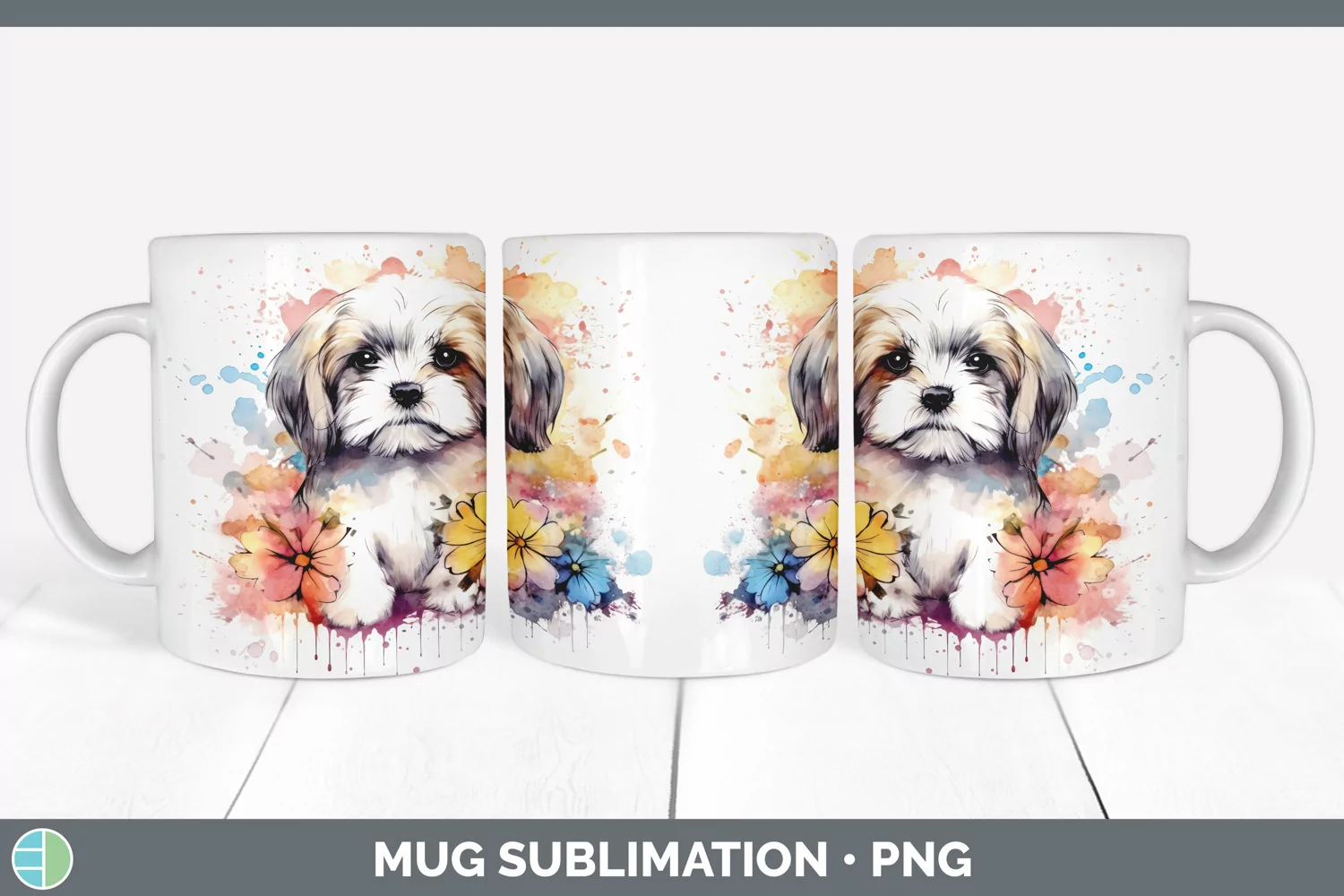 GorgeousCartoon Watercolor Mug Wrap design.